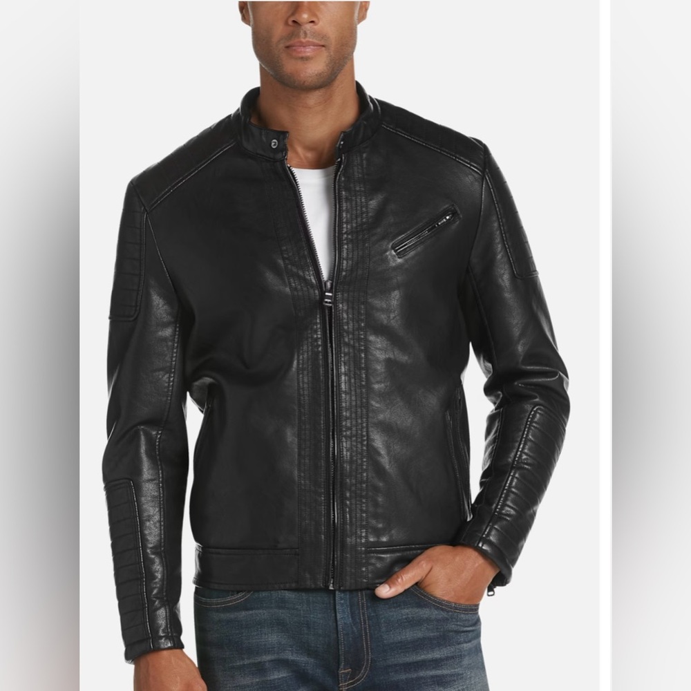Pronto Uomo Modern Fit Faux Leather Motorcycle Jacket Medium New With Tags